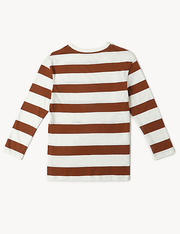 Cotton Mix Stripes Round Neck T-Shirt