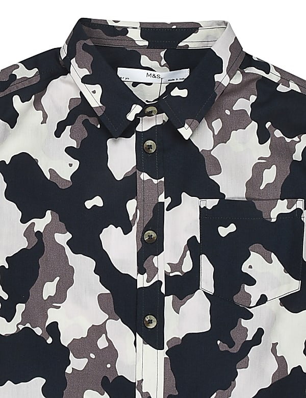 Pure Cotton Camouflage Spread Collar Shirt