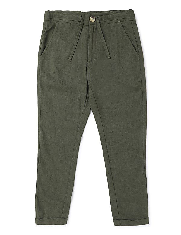 Linen Mix Plain Regular Fit Trouser