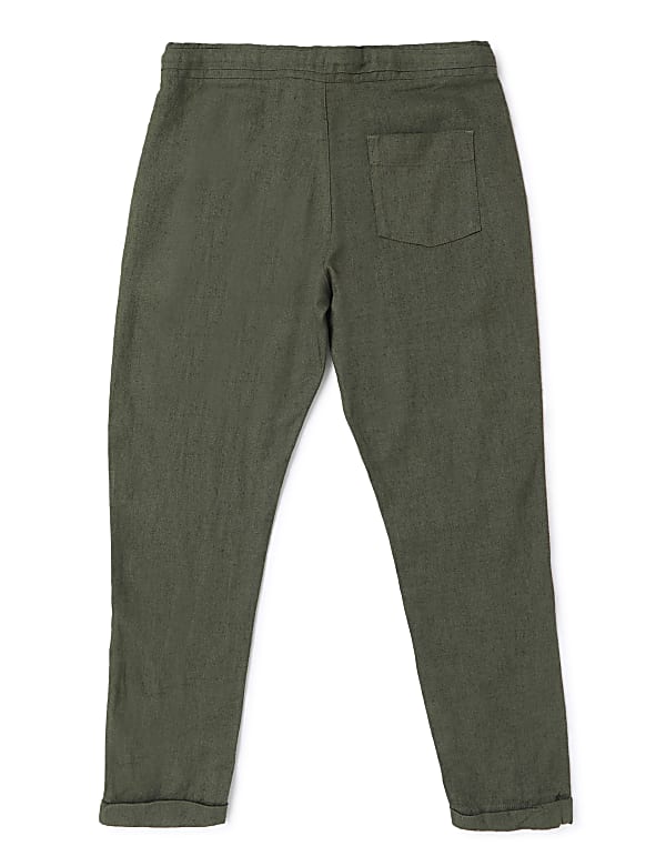 Linen Mix Plain Regular Fit Trouser