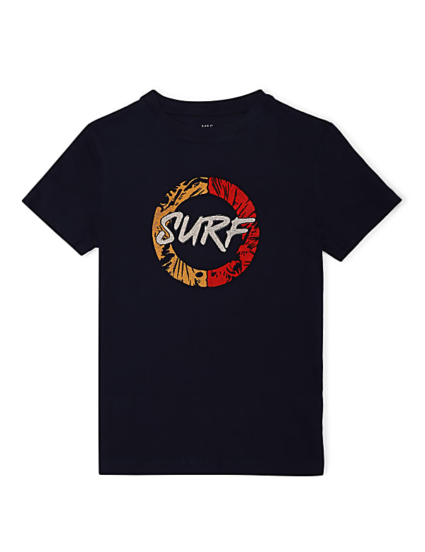 Pure Cotton Embroidered Crew Neck T-shirt