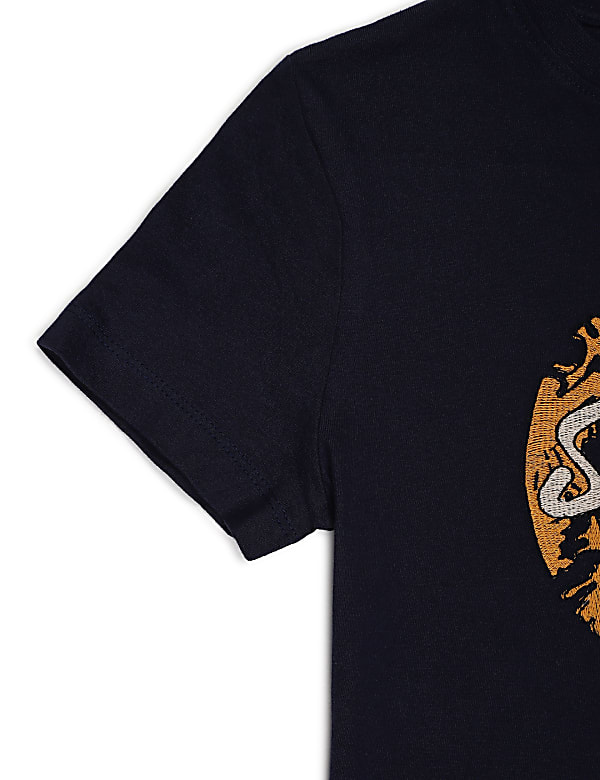 Pure Cotton Embroidered Crew Neck T-shirt