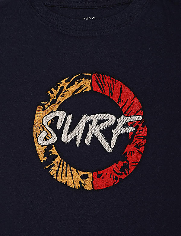 Pure Cotton Embroidered Crew Neck T-shirt