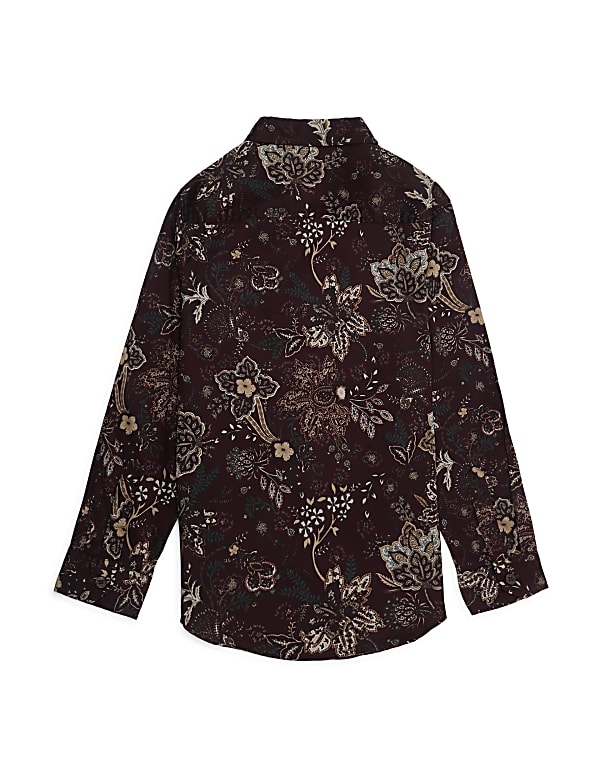 Cotton Mix Floral Print Spread Collar Shirt