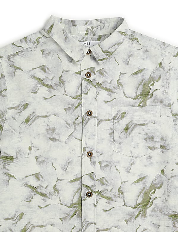 Linen Rich Marble Print Shirt