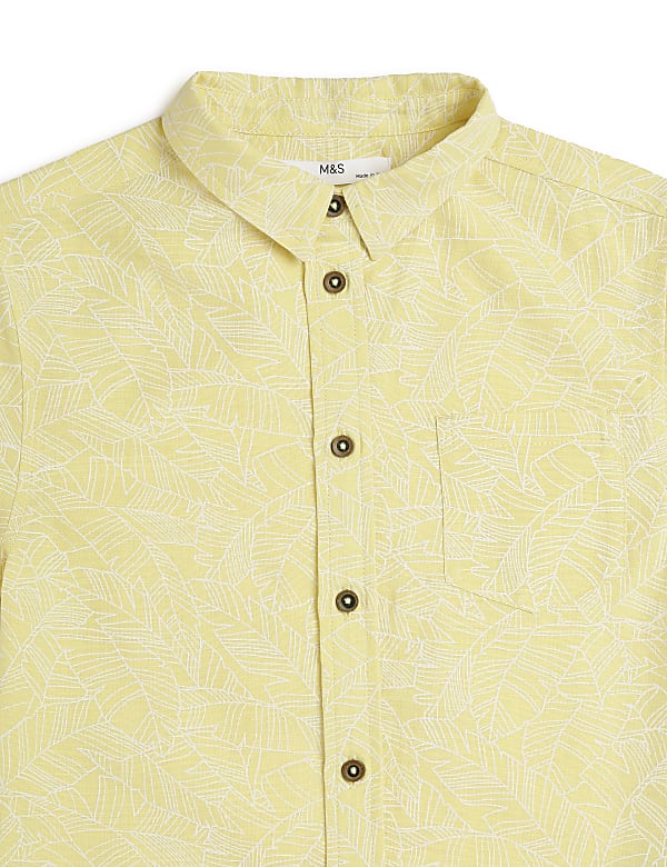 Linen Rich Tropical Print Shirt