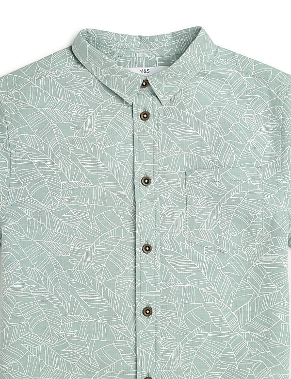 Linen Rich Tropical Print Shirt