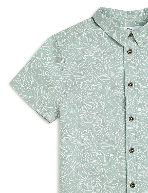Linen Rich Tropical Print Shirt