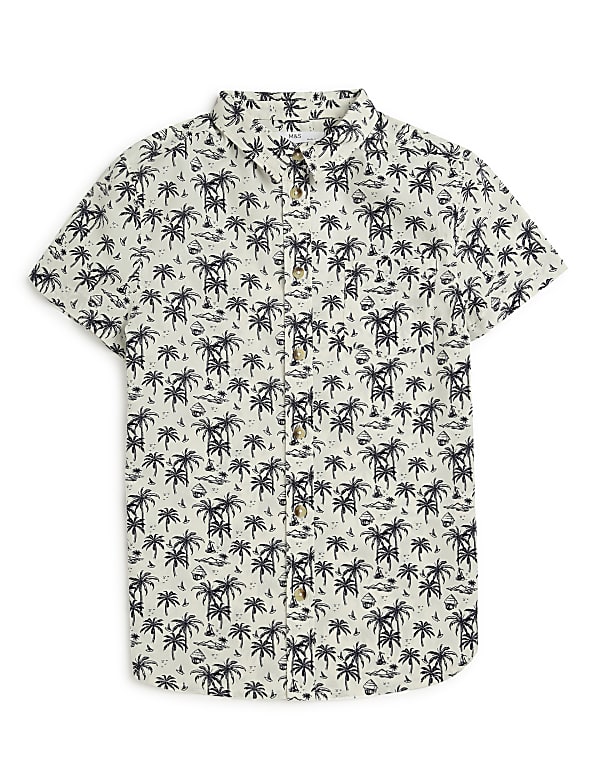 Pure Cotton Tropical Spread Collar Shirt