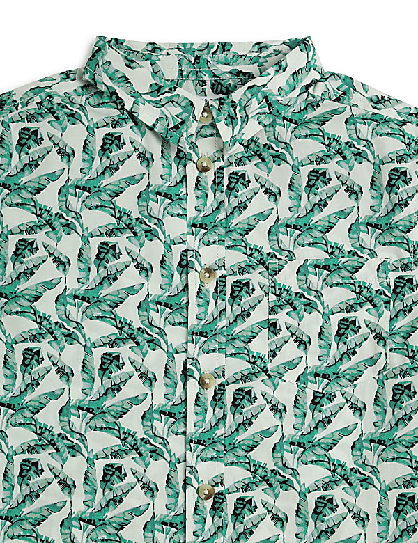 Pure Cotton Tropical Spread Collar Shirt