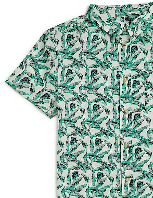 Pure Cotton Tropical Spread Collar Shirt