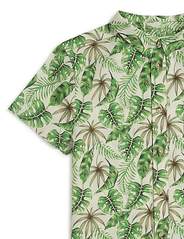 Pure Cotton Tropical Spread Collar Shirt