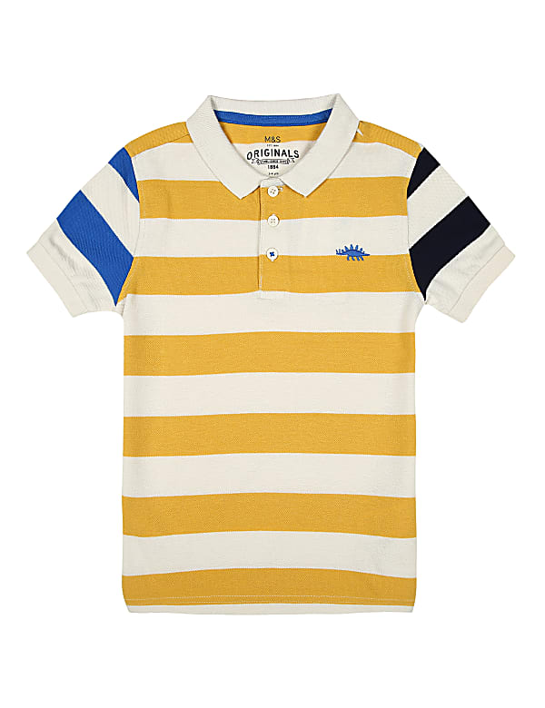 SS Yellow Block Stripe Polo (2-7 Yrs)