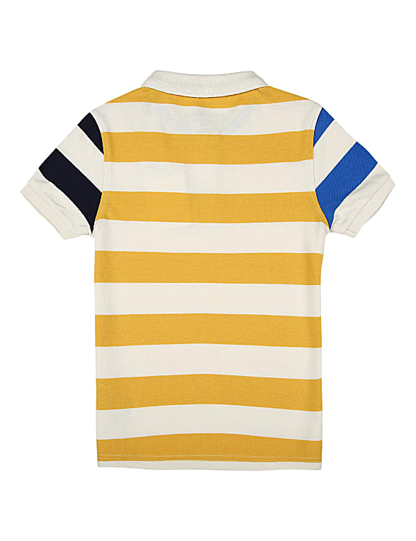 SS Yellow Block Stripe Polo (2-7 Yrs)