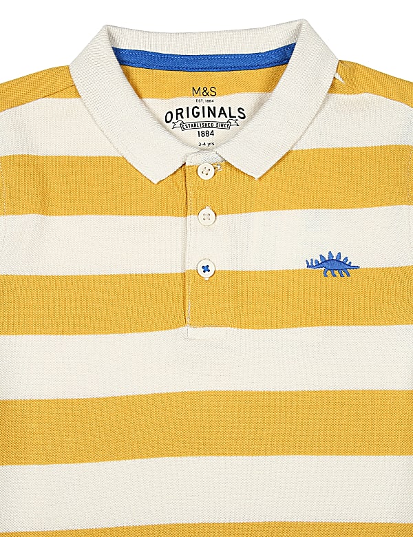 SS Yellow Block Stripe Polo (2-7 Yrs)
