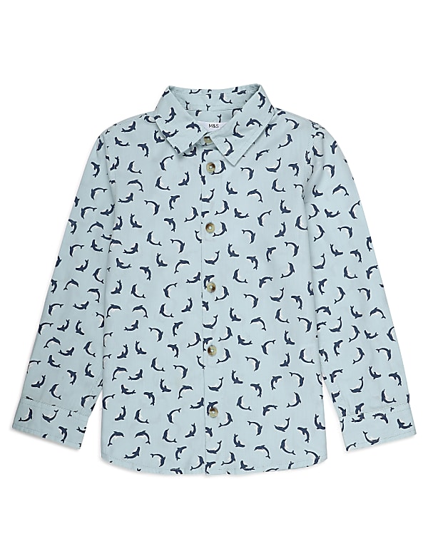 Pure Cotton Printed Spread Collar Shirt