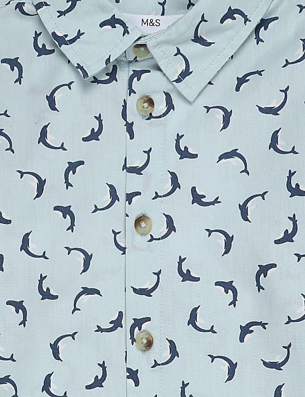Pure Cotton Printed Spread Collar Shirt