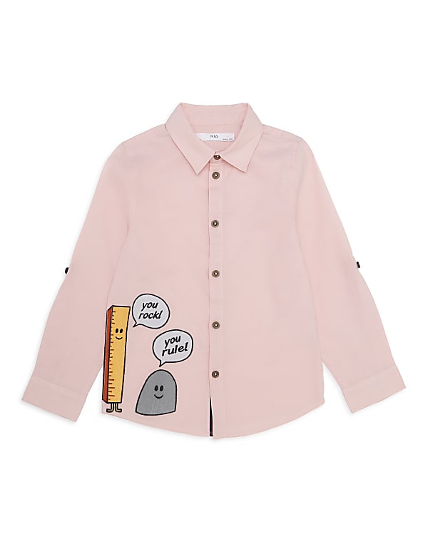 Pure Cotton Embroidered Spread Collar Shirt