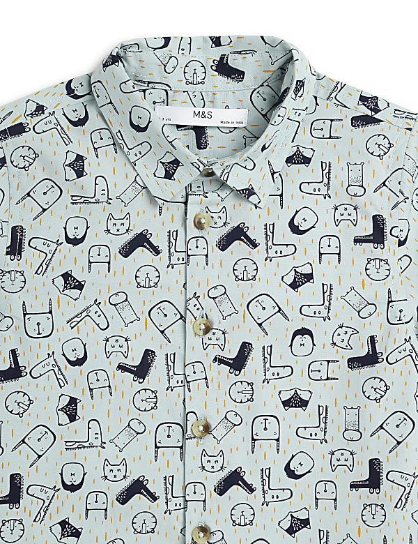 Pure Cotton Printed Spread Collar Shirt