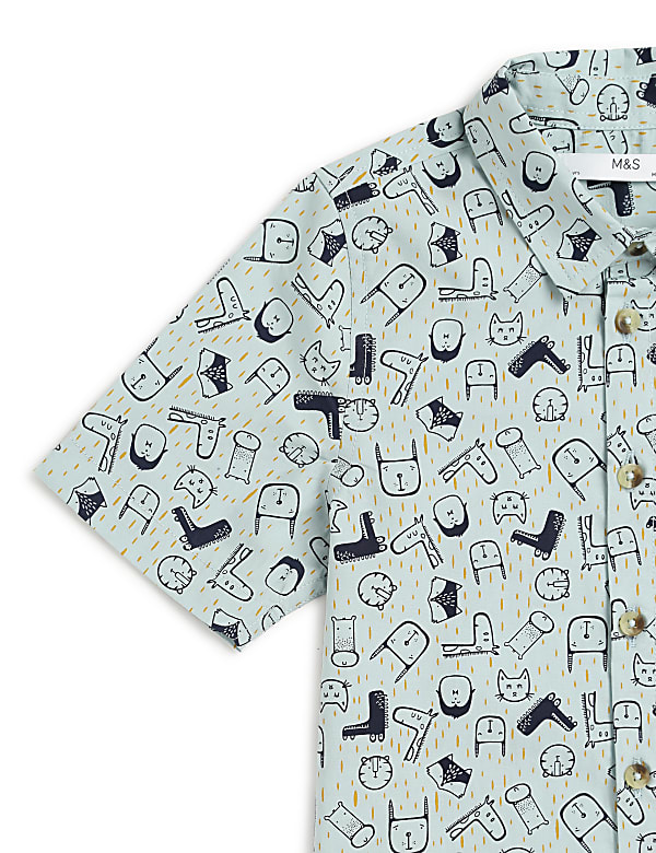 Pure Cotton Printed Spread Collar Shirt