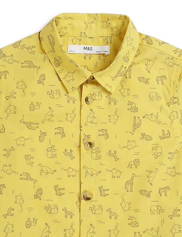 Pure Cotton Printed Spread Collar Shirt