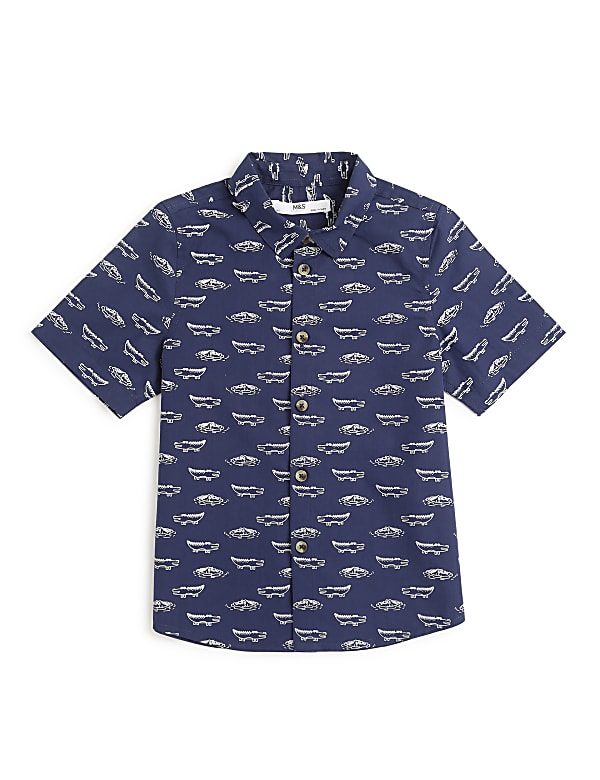 Pure Cotton Printed Spread Collar Shirt