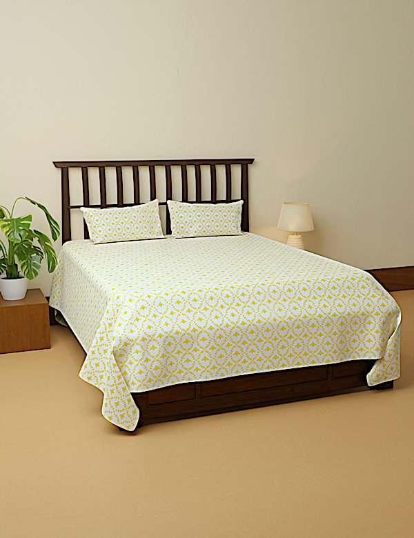 Cotton Mix Printed Super King Bedsheet Set