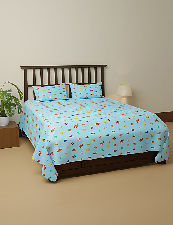 Pure Cotton Printed Single Bedsheet Set