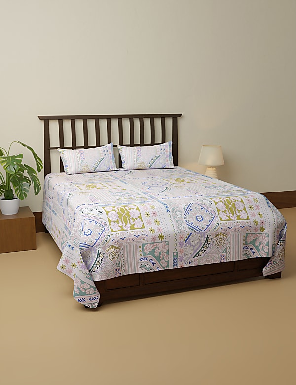 Pure Cotton Printed King Size Bedsheet Set