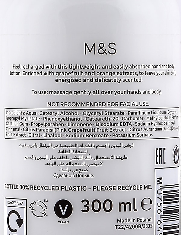 Recharge Grapefruit & Orange Hand and Body Lotion