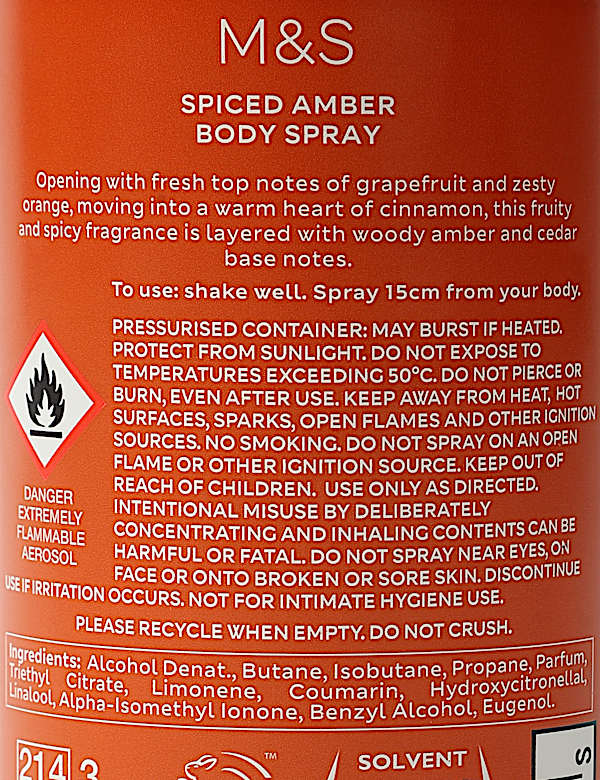 Spiced Amber Body Spray 150ml