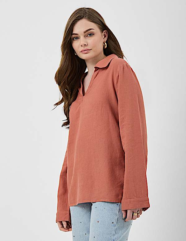 Linen Rich Longline Tunic Shirt