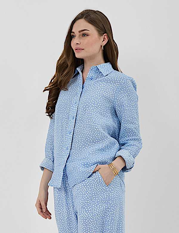 Pure Linen Printed Regular Fit Shirt