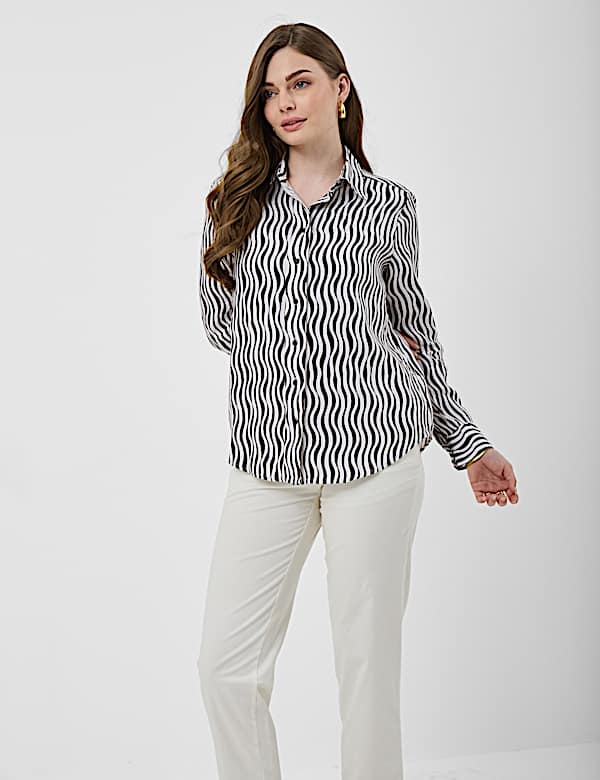 Pure Linen Plain Spread Collar Shirt