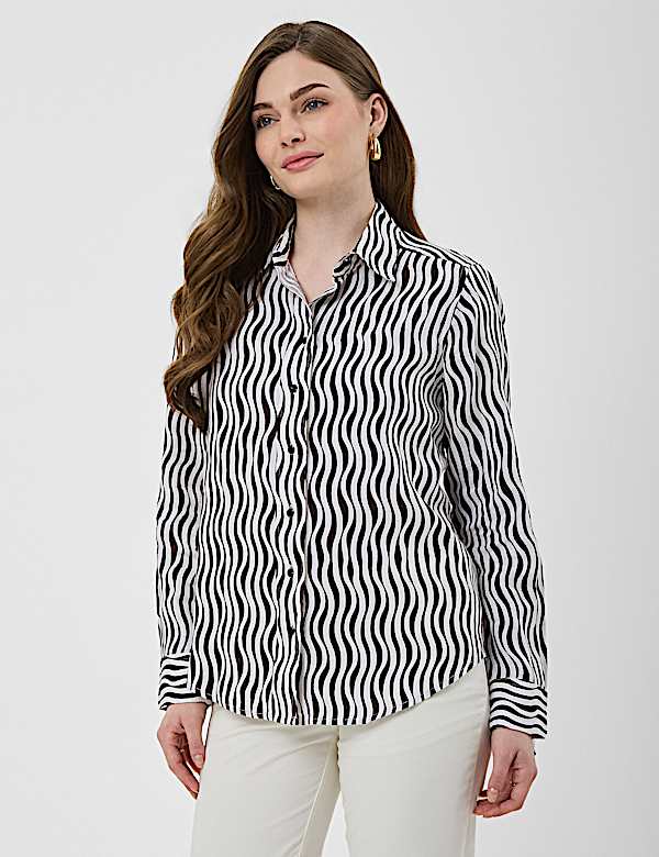 Pure Linen Plain Spread Collar Shirt