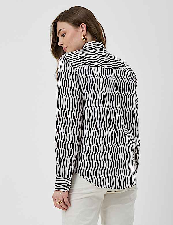 Pure Linen Plain Spread Collar Shirt