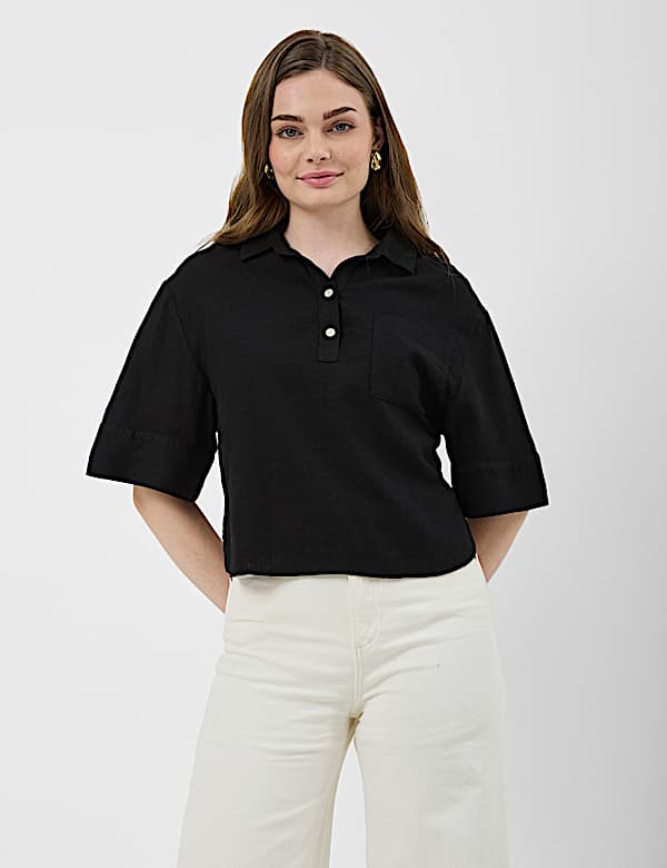 Linen Rich Cropped Shirt
