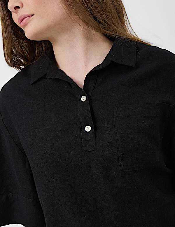 Linen Rich Cropped Shirt
