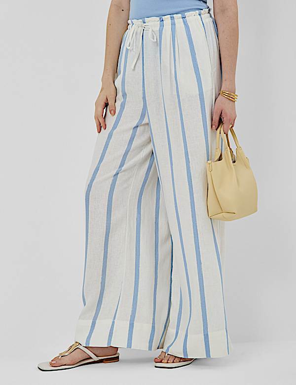 Linen Rich Plain Relaxed Fit Trousers