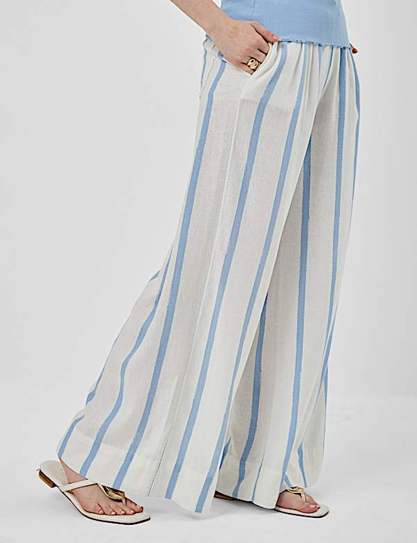 Linen Rich Plain Relaxed Fit Trousers