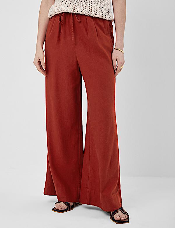 Linen Rich Plain Relaxed Fit Trousers