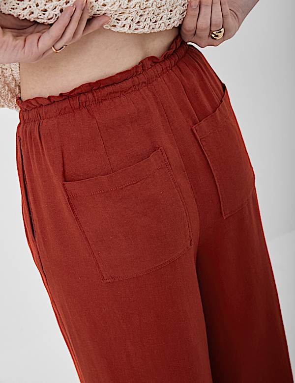 Linen Rich Plain Relaxed Fit Trousers
