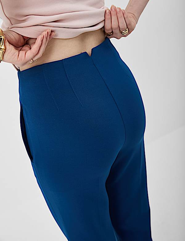 High Waisted Pleat Front Tapered Trousers