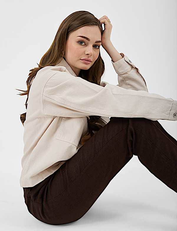 Linen Rich Pleat Front Cropped Trousers