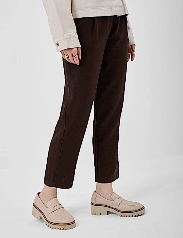 Linen Rich Pleat Front Cropped Trousers