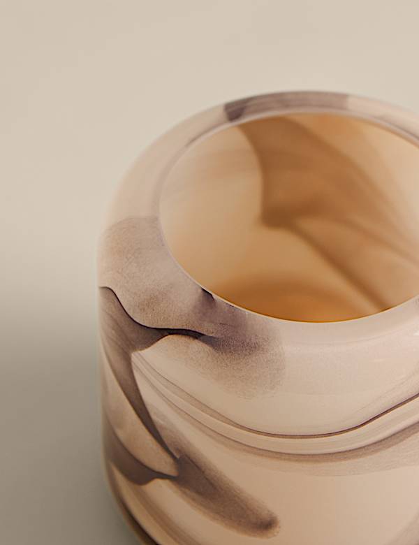 Marble Effect Glass Tealight Holder - SK