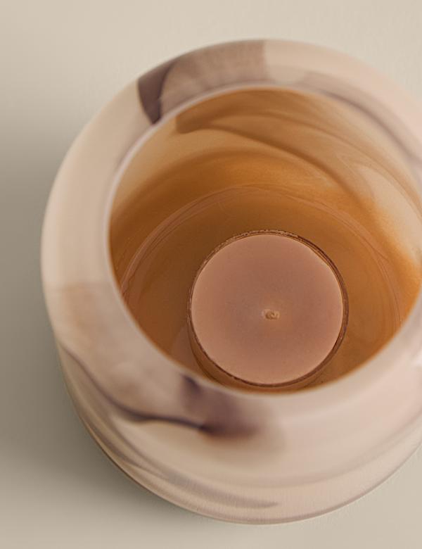 Marble Effect Glass Tealight Holder - SK