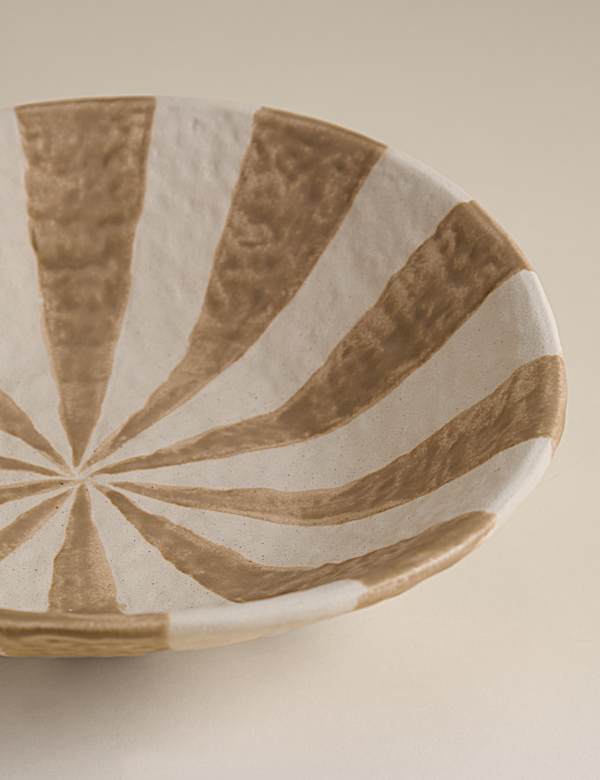 Striped Ceramic Centrepiece Bowl - KR