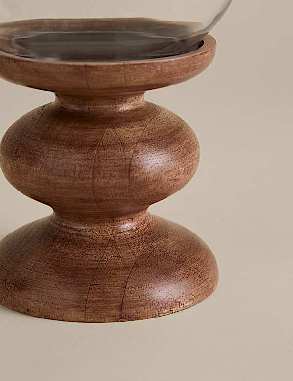 Bobbin Wooden Hurricane Candle Holder - IL