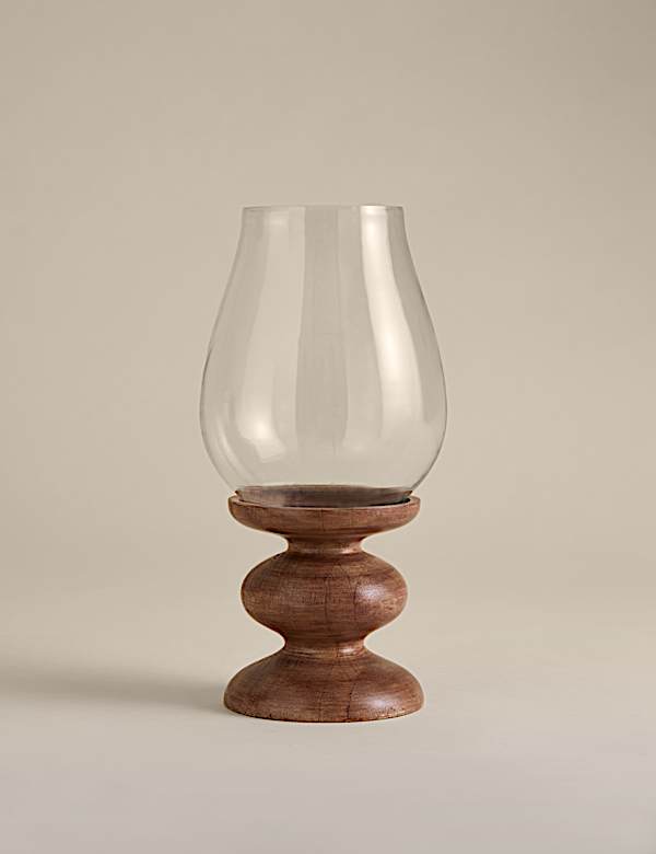 Bobbin Wooden Hurricane Candle Holder - IL